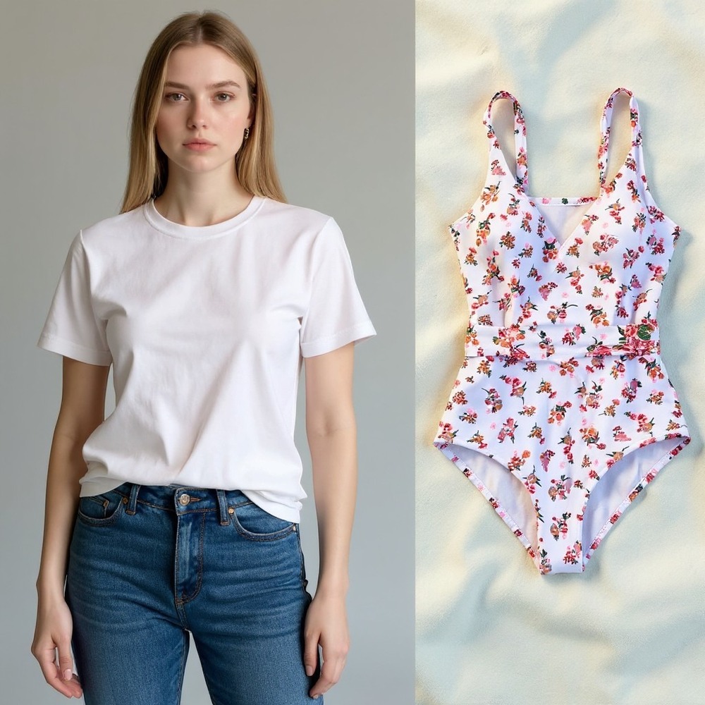 Maaji Floral Wrap Tie One Piece Swimsuit Womens Medium White Pink Excellent